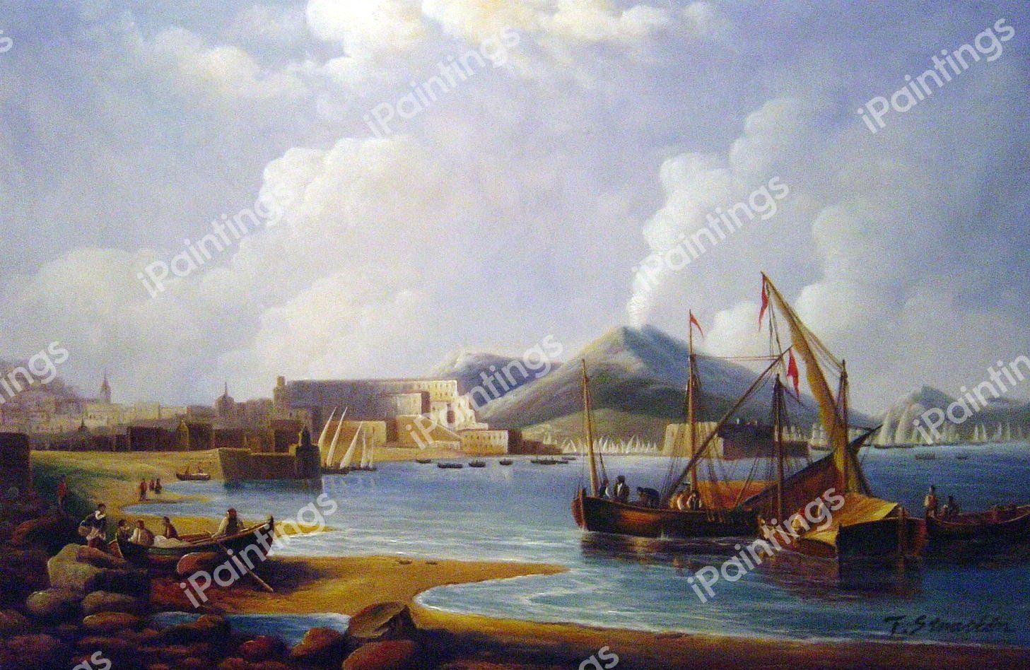 The Bay Of Naples. The painting by John Wilson Carmichael
