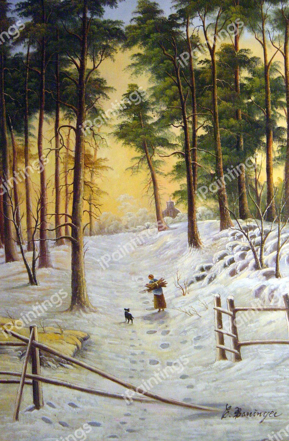 Gathering Winter Fuel. The painting by Joseph Farquharson