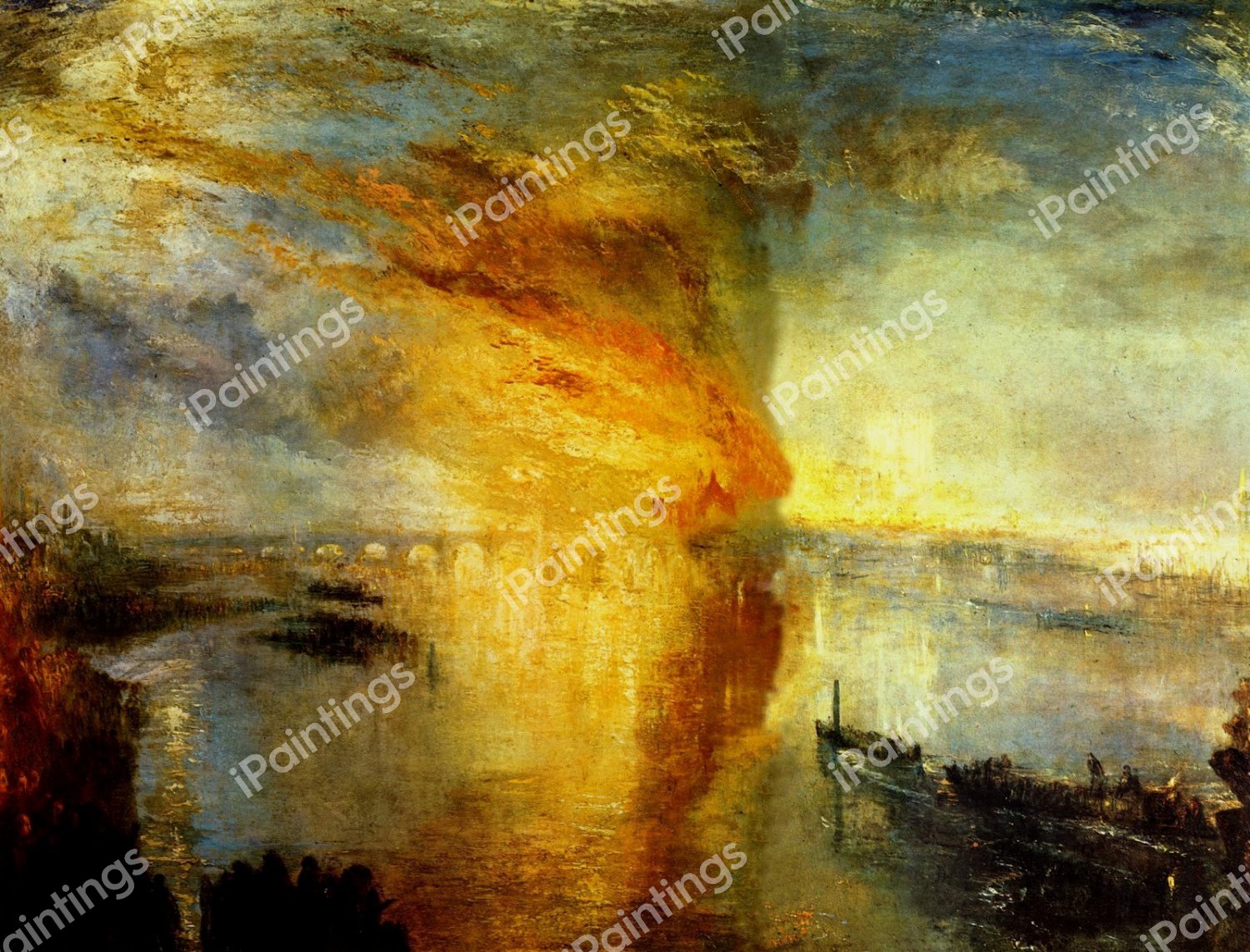 Burning of the Houses of Londs and Commons. The painting by Joseph Mallard William Turner