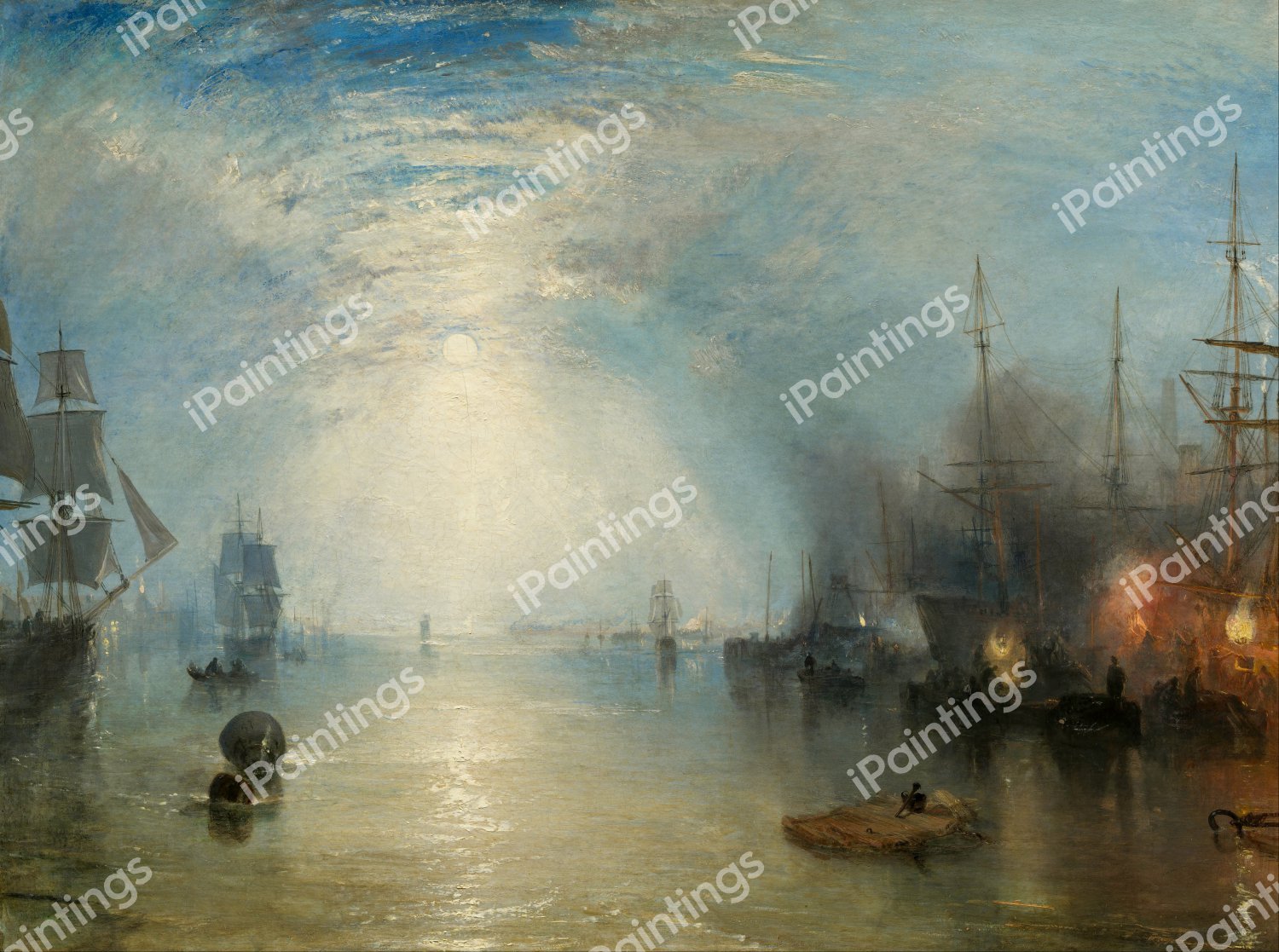 Keelmen Heaving in Coal by Moonlight. The painting by Joseph Mallard William Turner
