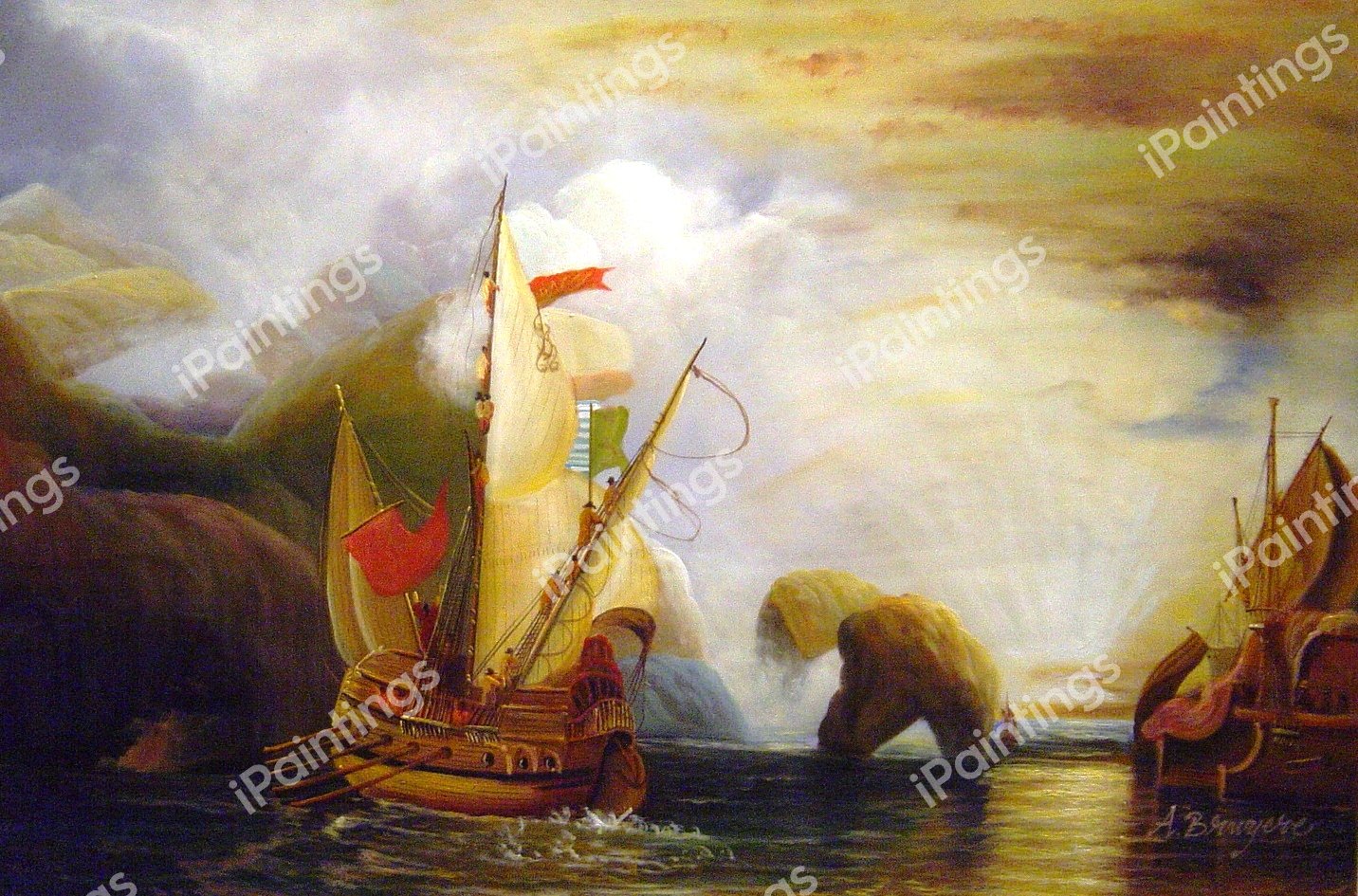 Ulysses Deriding Polyphemus - Homer&#39s Odyssey. The painting by Joseph Mallard William Turner