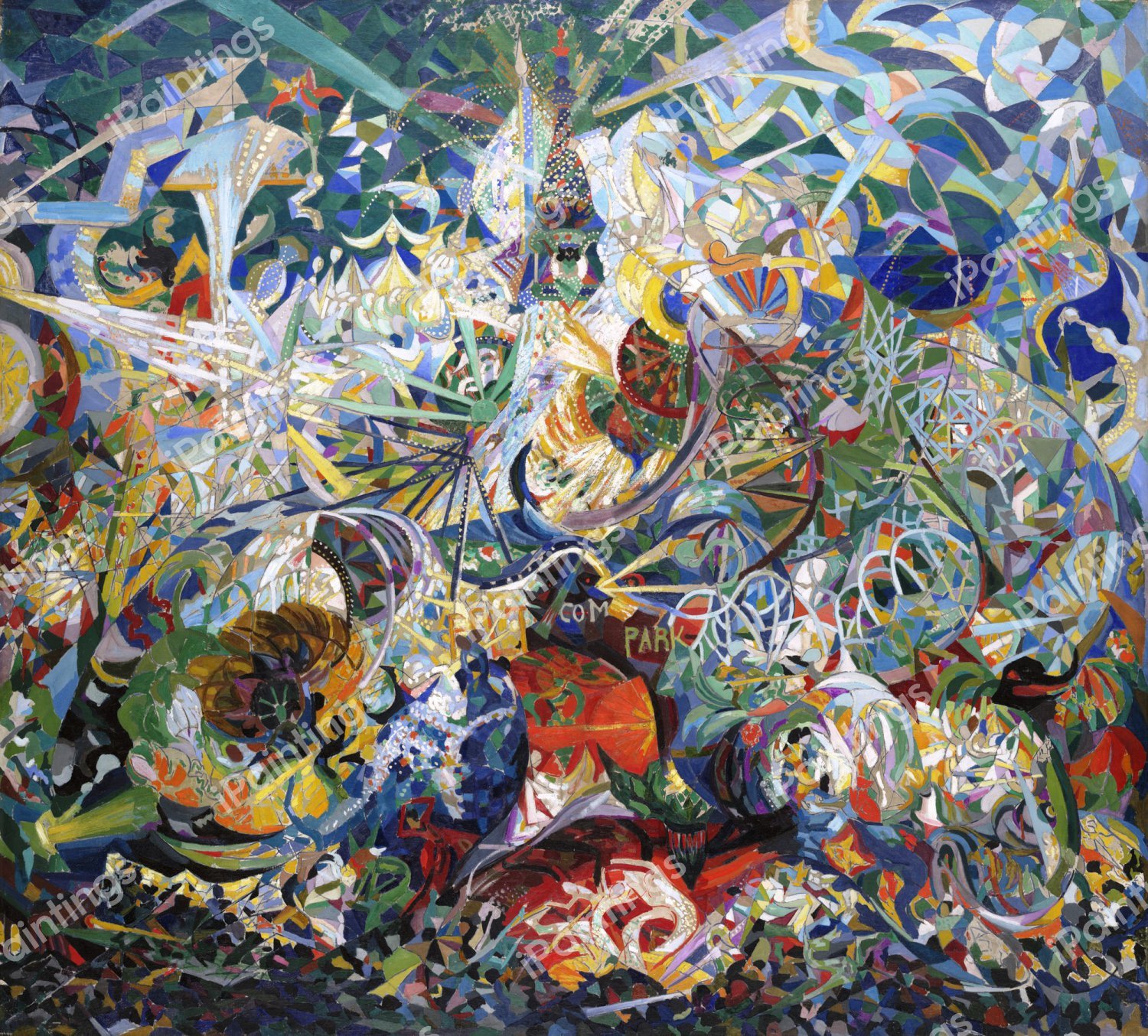 Battle of Lights, Coney Island, Mardi Gras. The painting by Joseph Stella