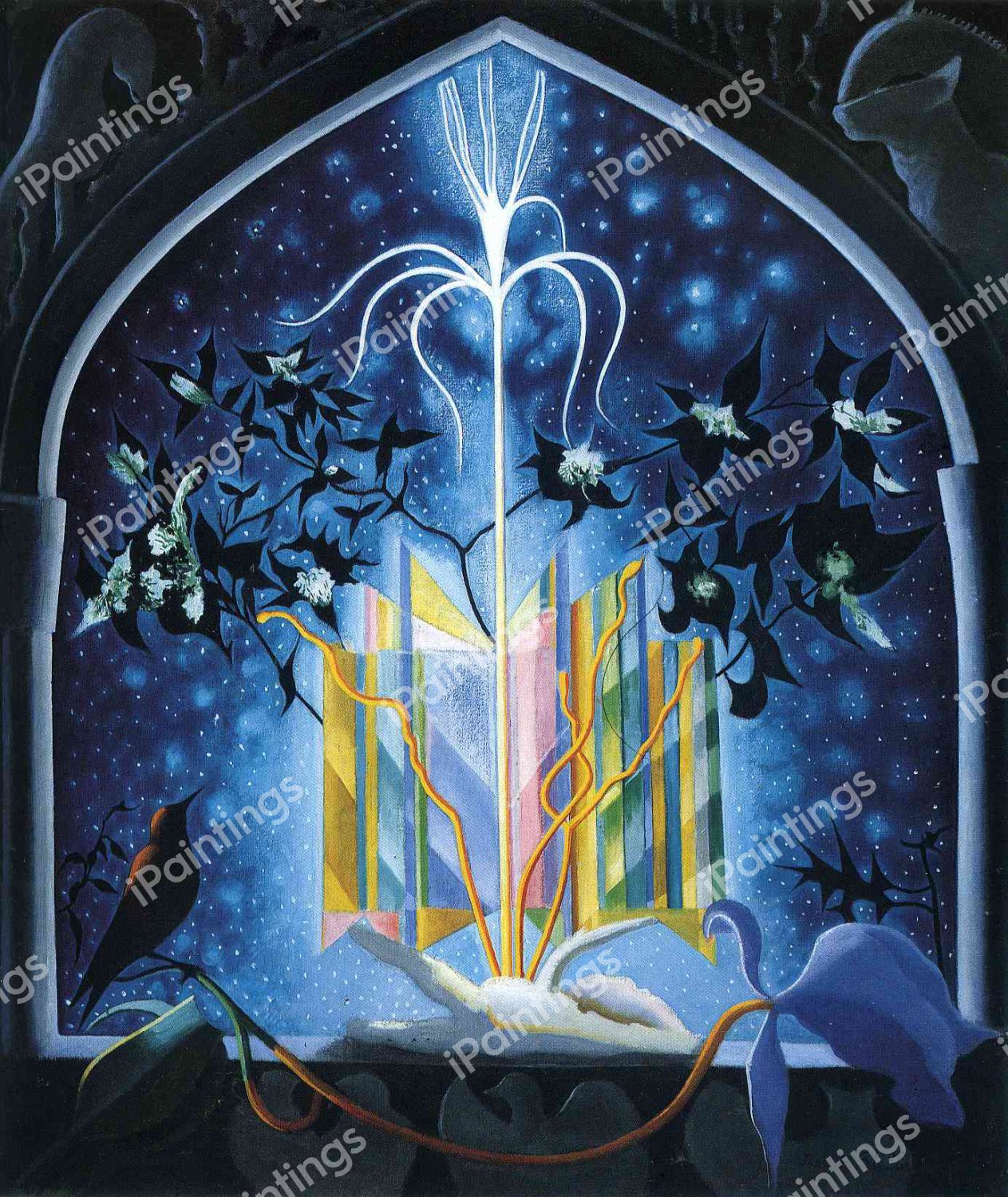 Serenade, A Christmas Fantasy. The painting by Joseph Stella