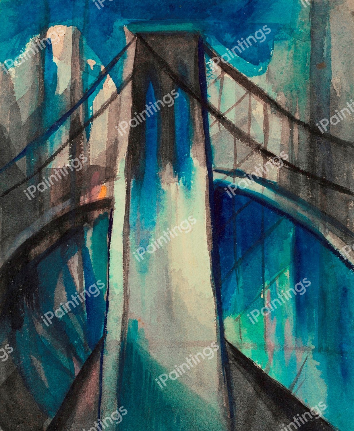 Study for New York Interpreted: Brooklyn Bridge. The painting by Joseph Stella