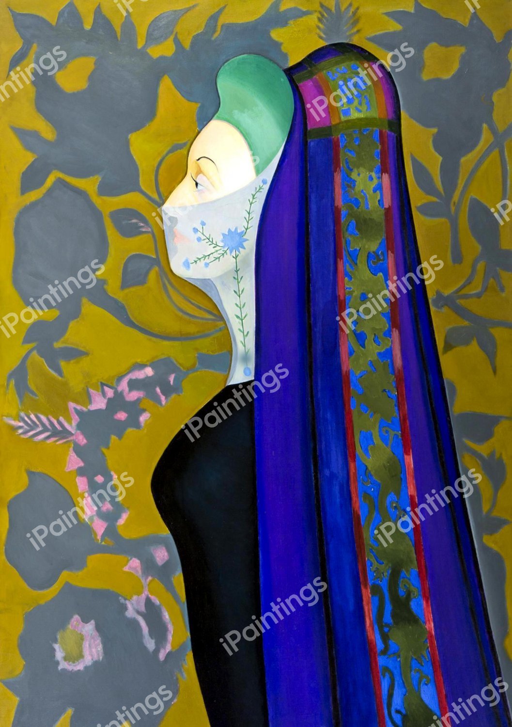 The Veiled Lady (The Persian Lady). The painting by Joseph Stella