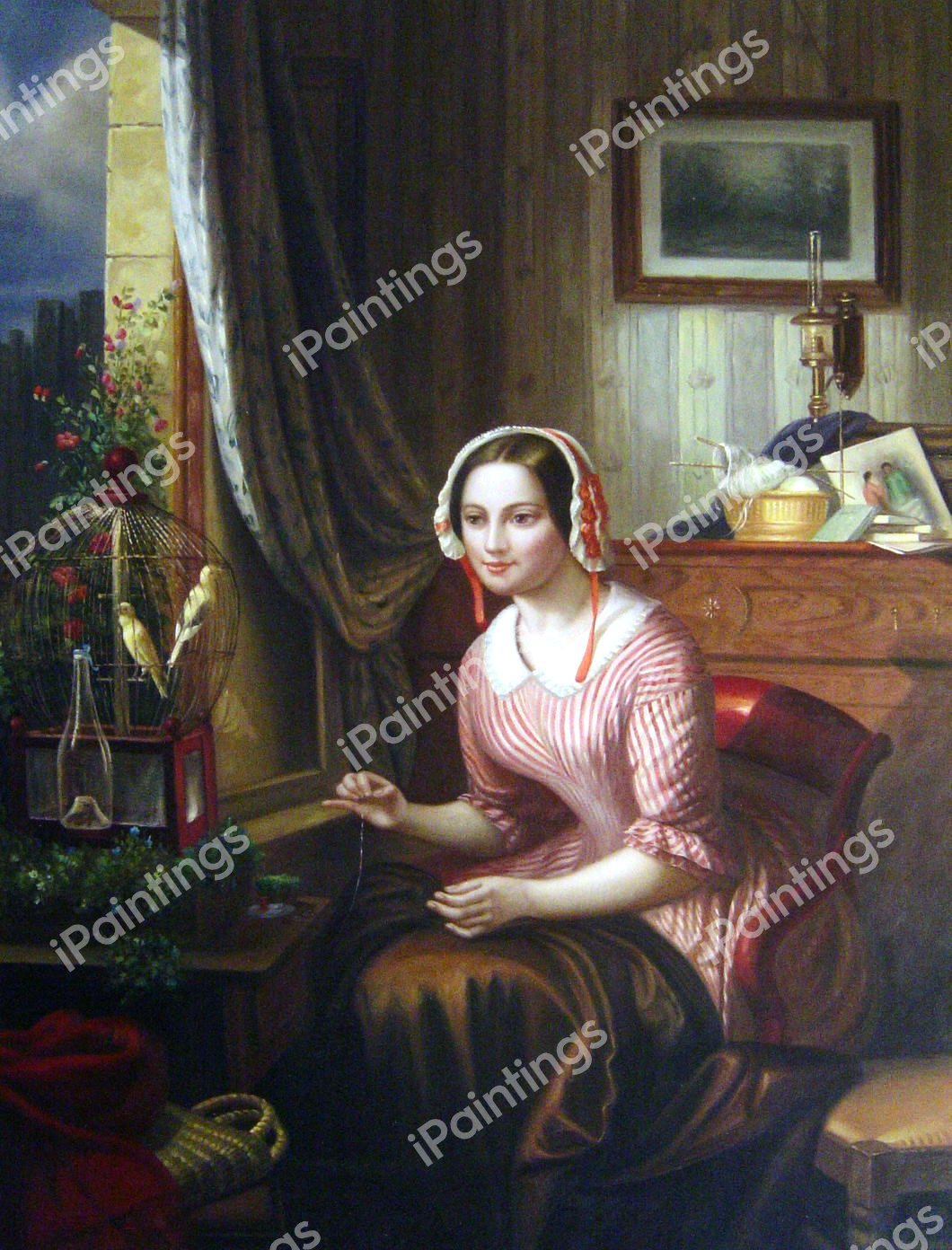 Nahstunde. The painting by Josephus Dyckmans