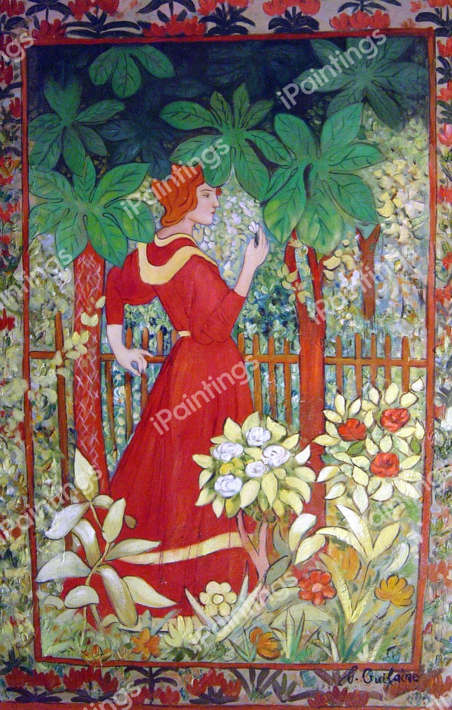 Young Woman With Rose. The painting by Jozsef Rippl-Ronai