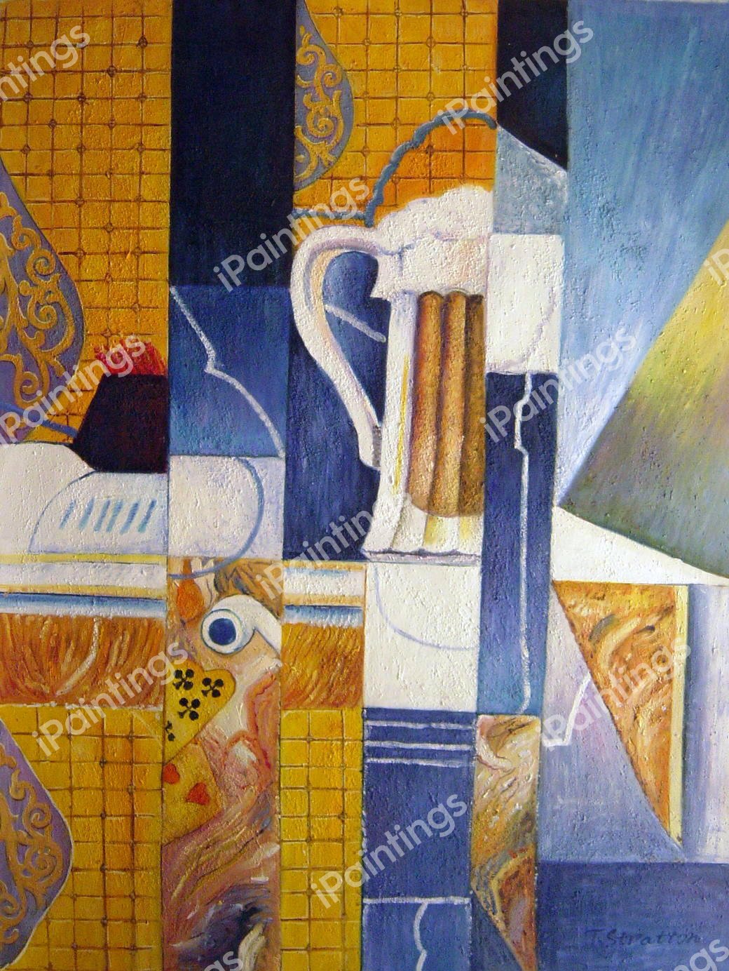 Beer Glass And Cards. The painting by Juan Gris