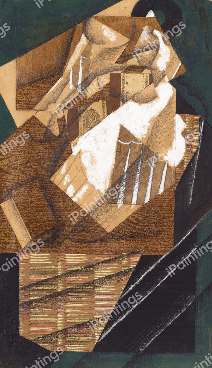 Carafe, Glass, and Packet of Tobacco. The painting by Juan Gris