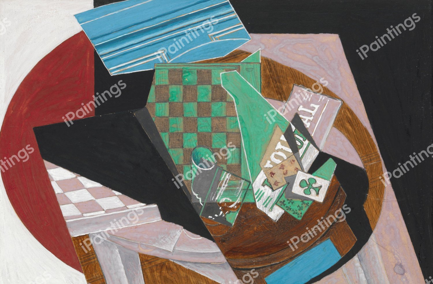 Checkerboard and Playing Cards. The painting by Juan Gris