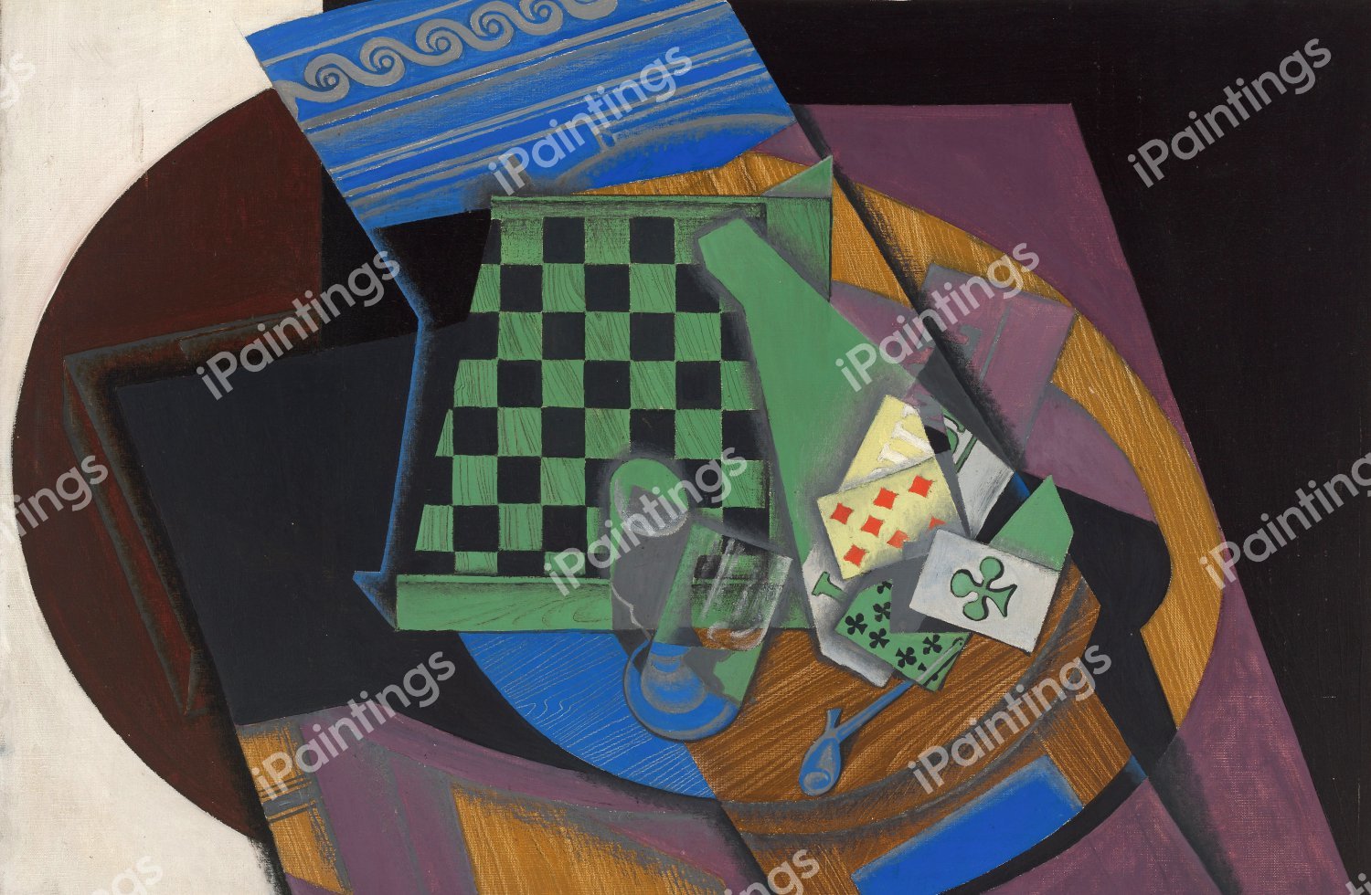 Checkerboard and Playing Cards. The painting by Juan Gris