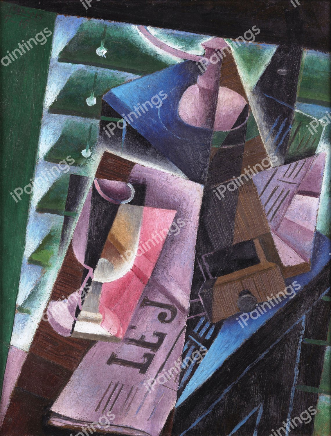 Coffee Grinder and Glass. The painting by Juan Gris