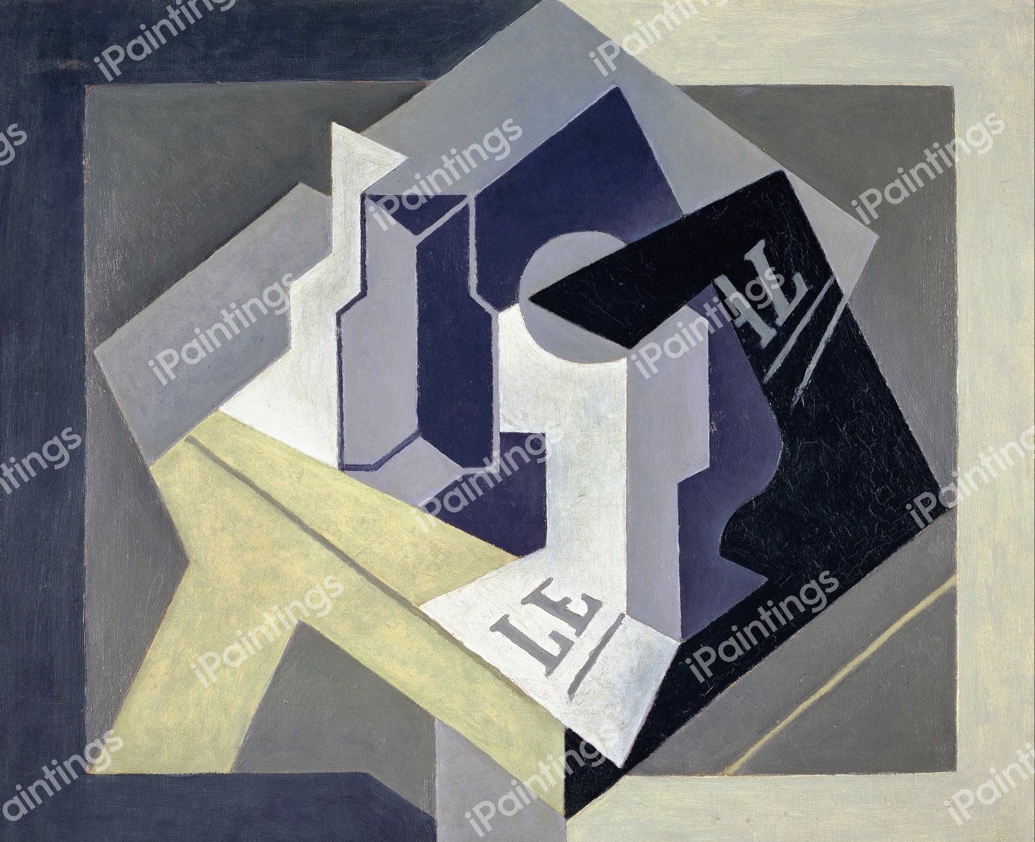 Fruit and Newspaper. The painting by Juan Gris