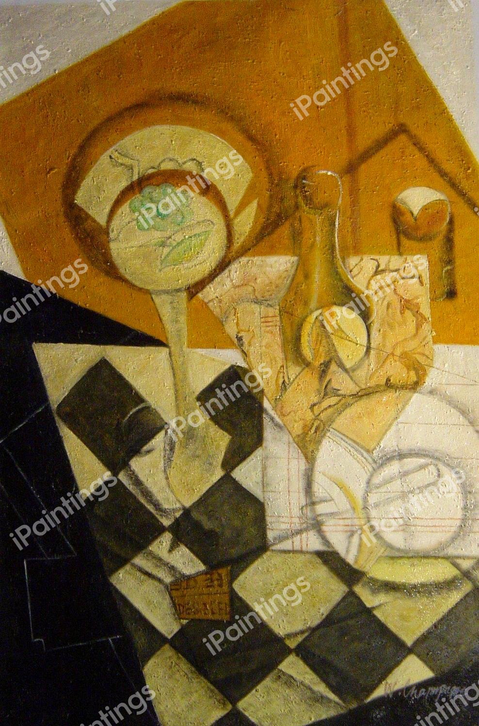 Fruit Dish And Carafe. The painting by Juan Gris
