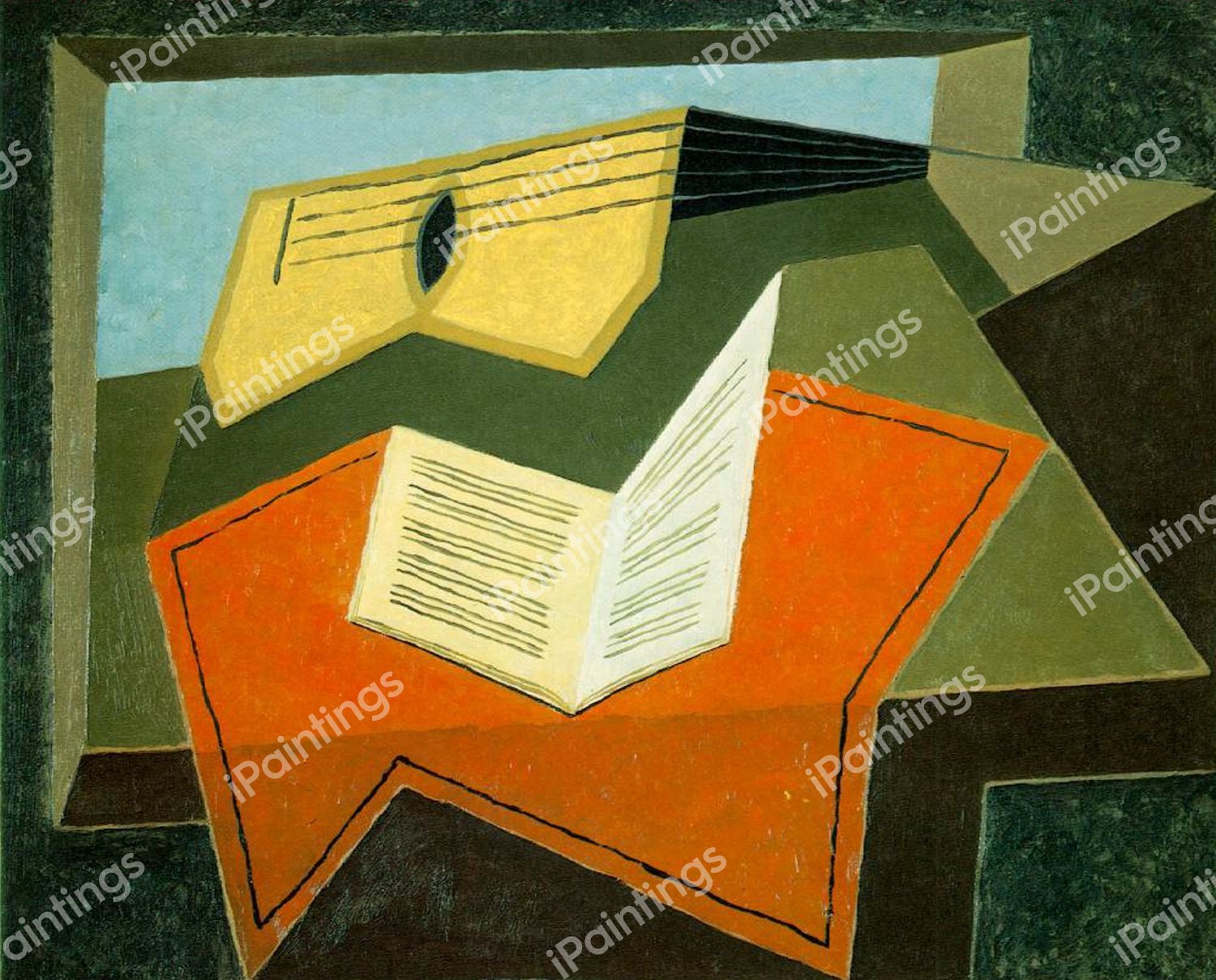 Guitar and Music Paper. The painting by Juan Gris