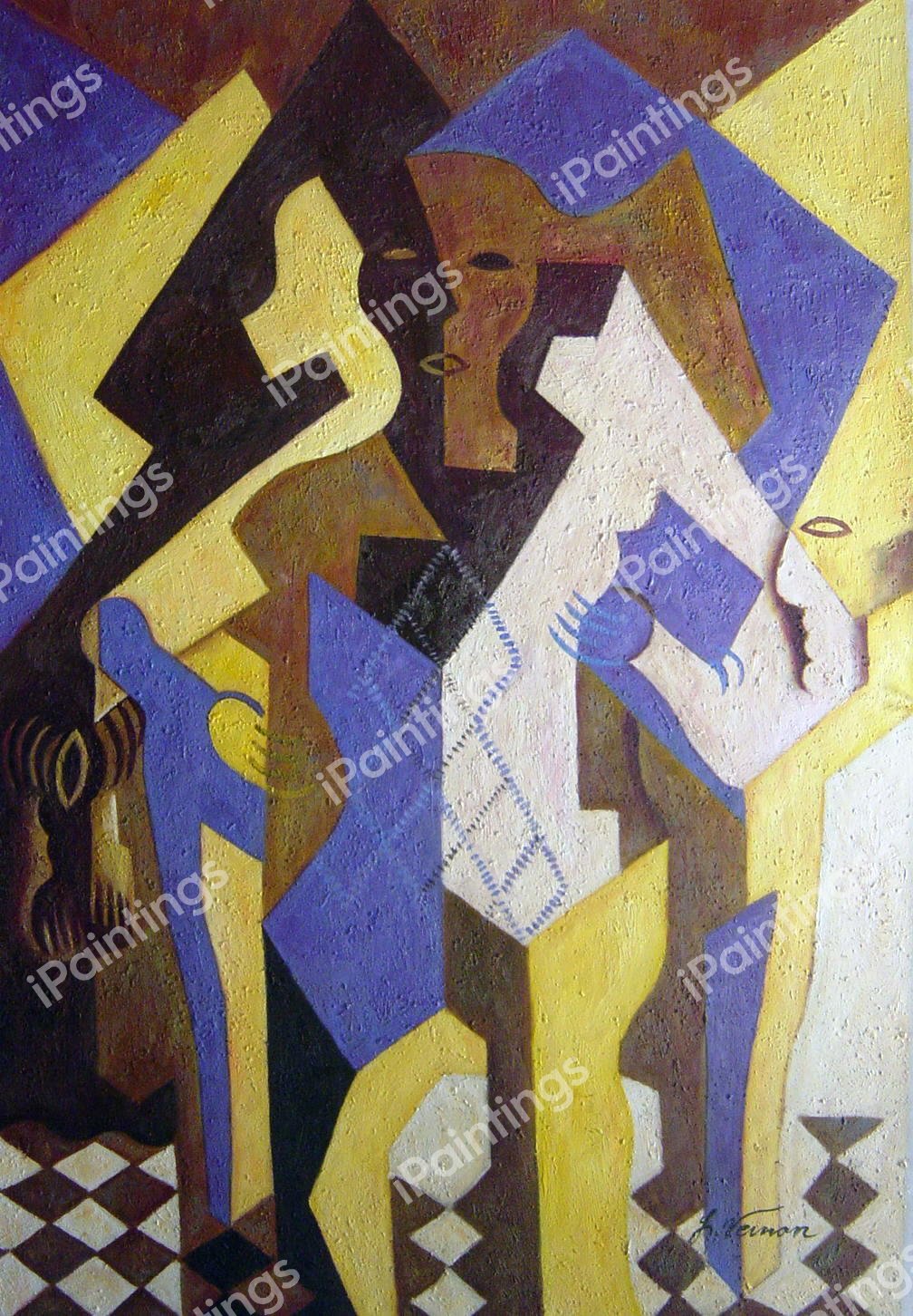 Harlequin At A Table. The painting by Juan Gris