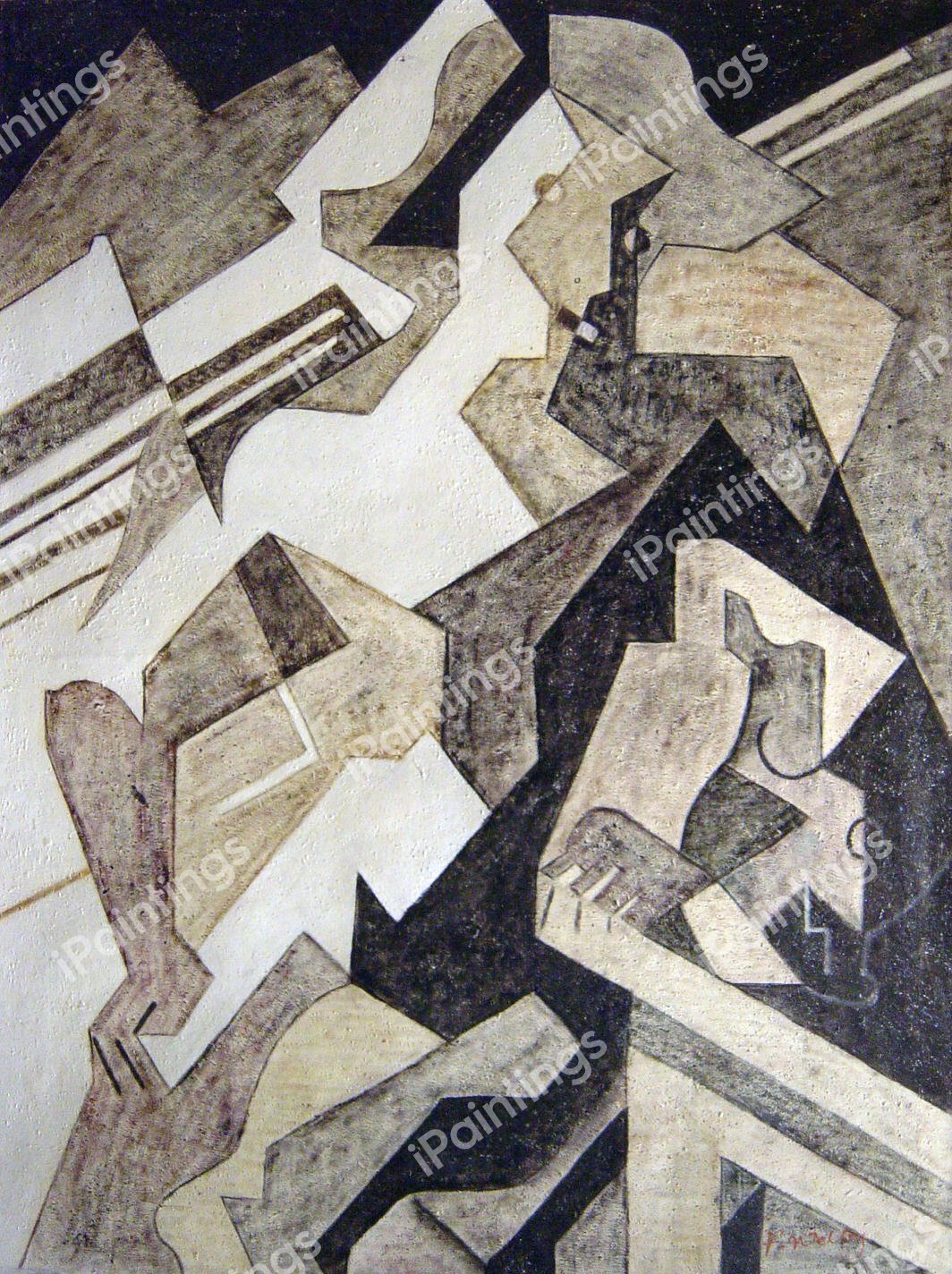 Harlequin At Table. The painting by Juan Gris