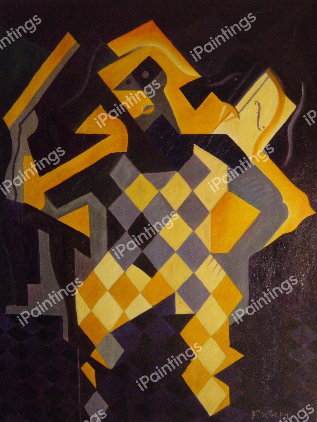 Harlequin With Violin. The painting by Juan Gris