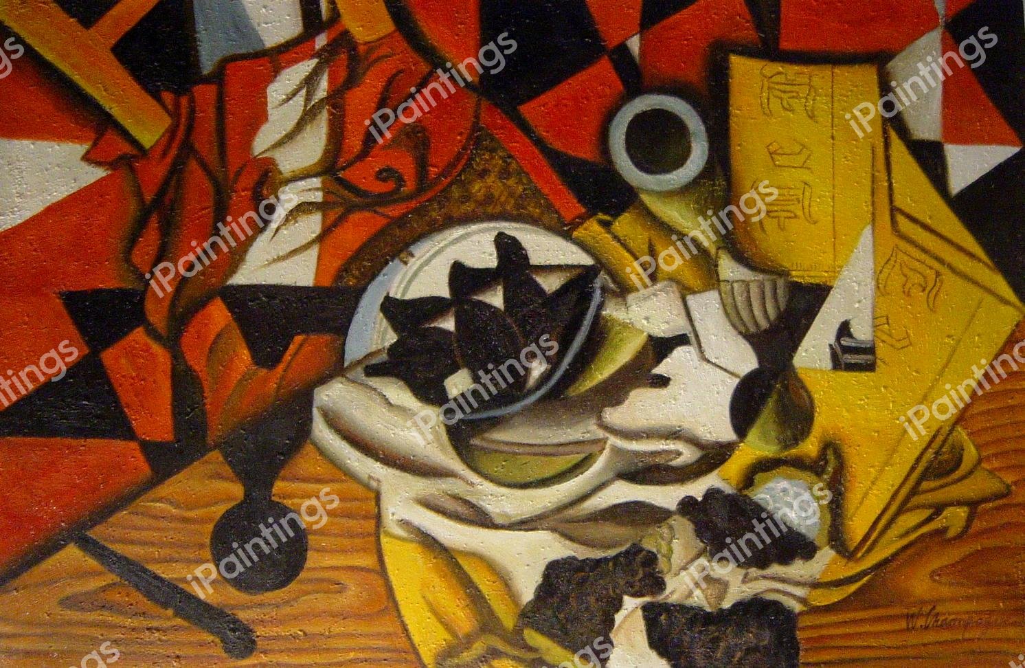 Pears And Grapes On A Table. The painting by Juan Gris