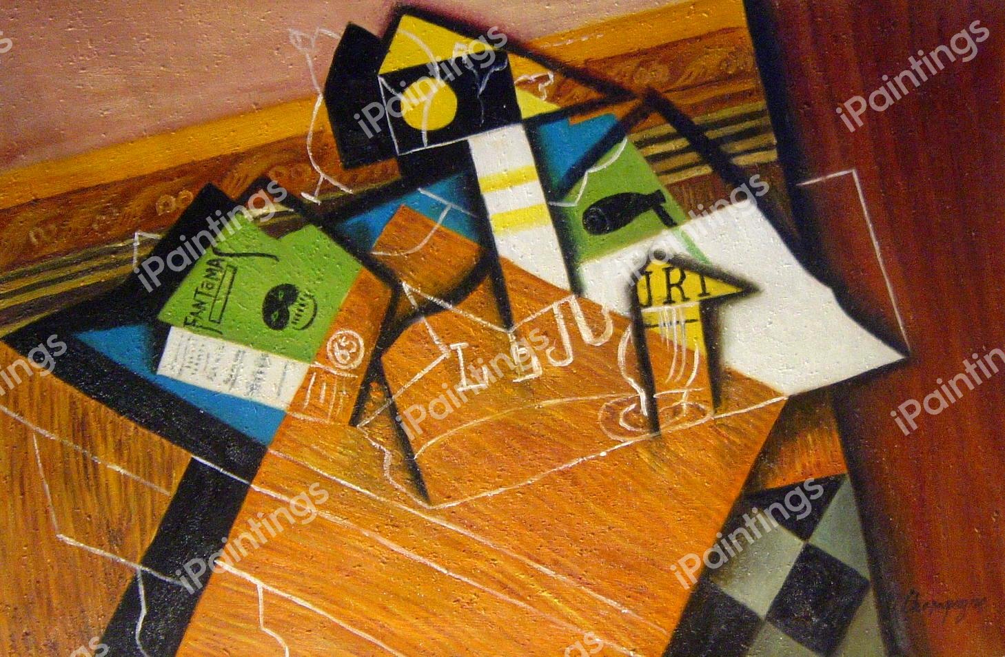 Pipe And Newspaper. The painting by Juan Gris