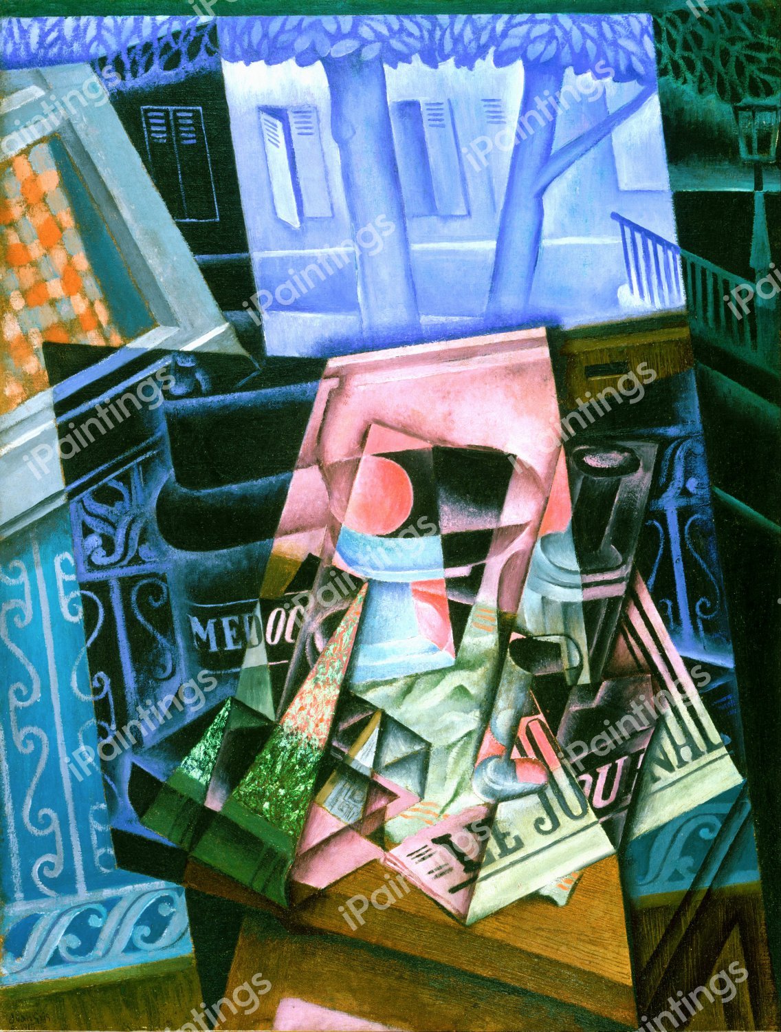 Still Life before an Open Window, Place Ravignan. The painting by Juan Gris