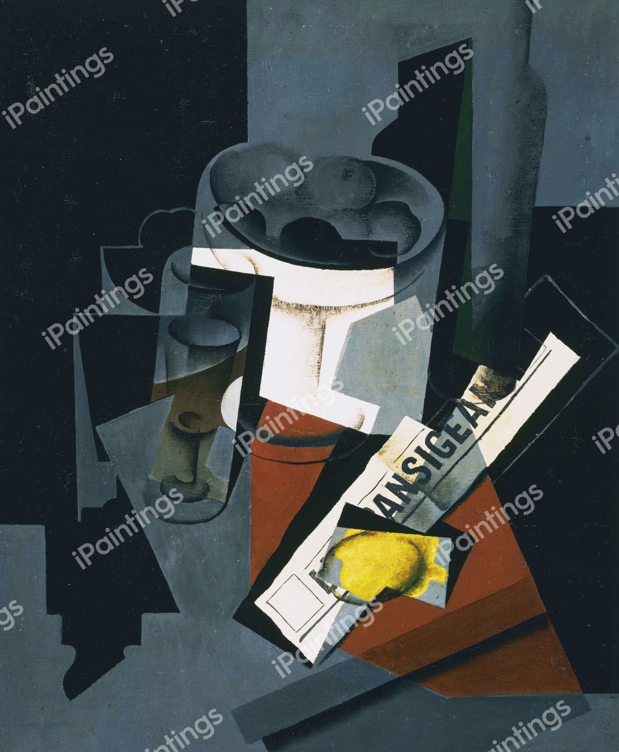 Still Life with Newspaper . The painting by Juan Gris