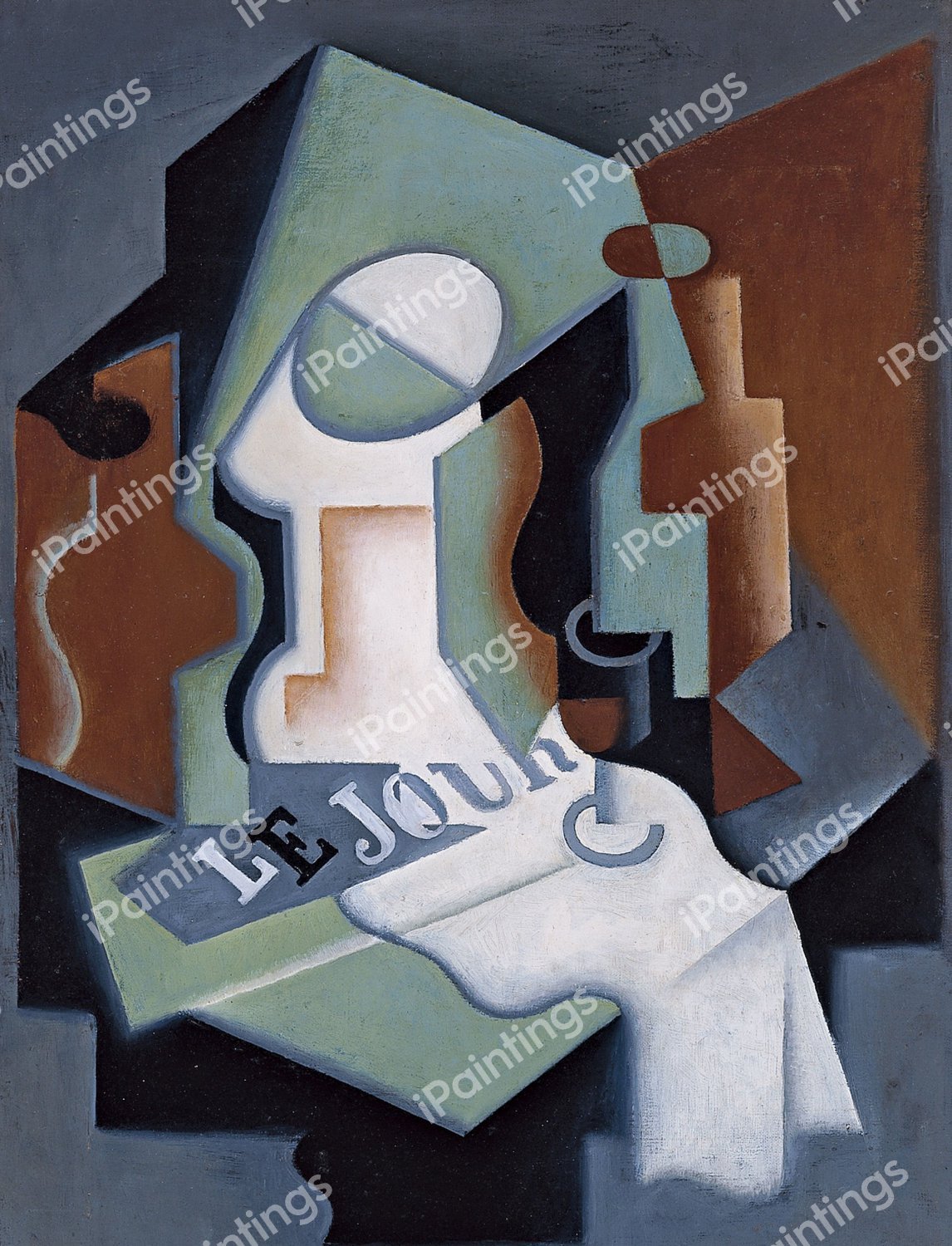 The Bottle and Fruit Dish. The painting by Juan Gris