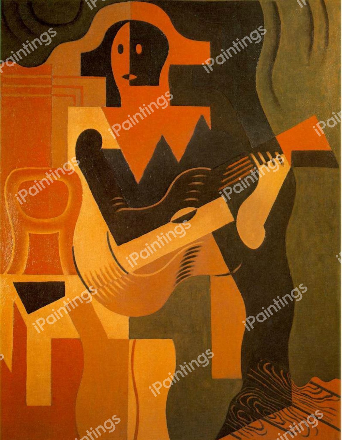 The Harlequin with a Guitar. The painting by Juan Gris