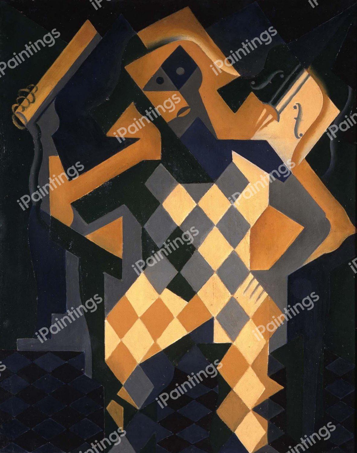 The Harlequin with a Violin. The painting by Juan Gris