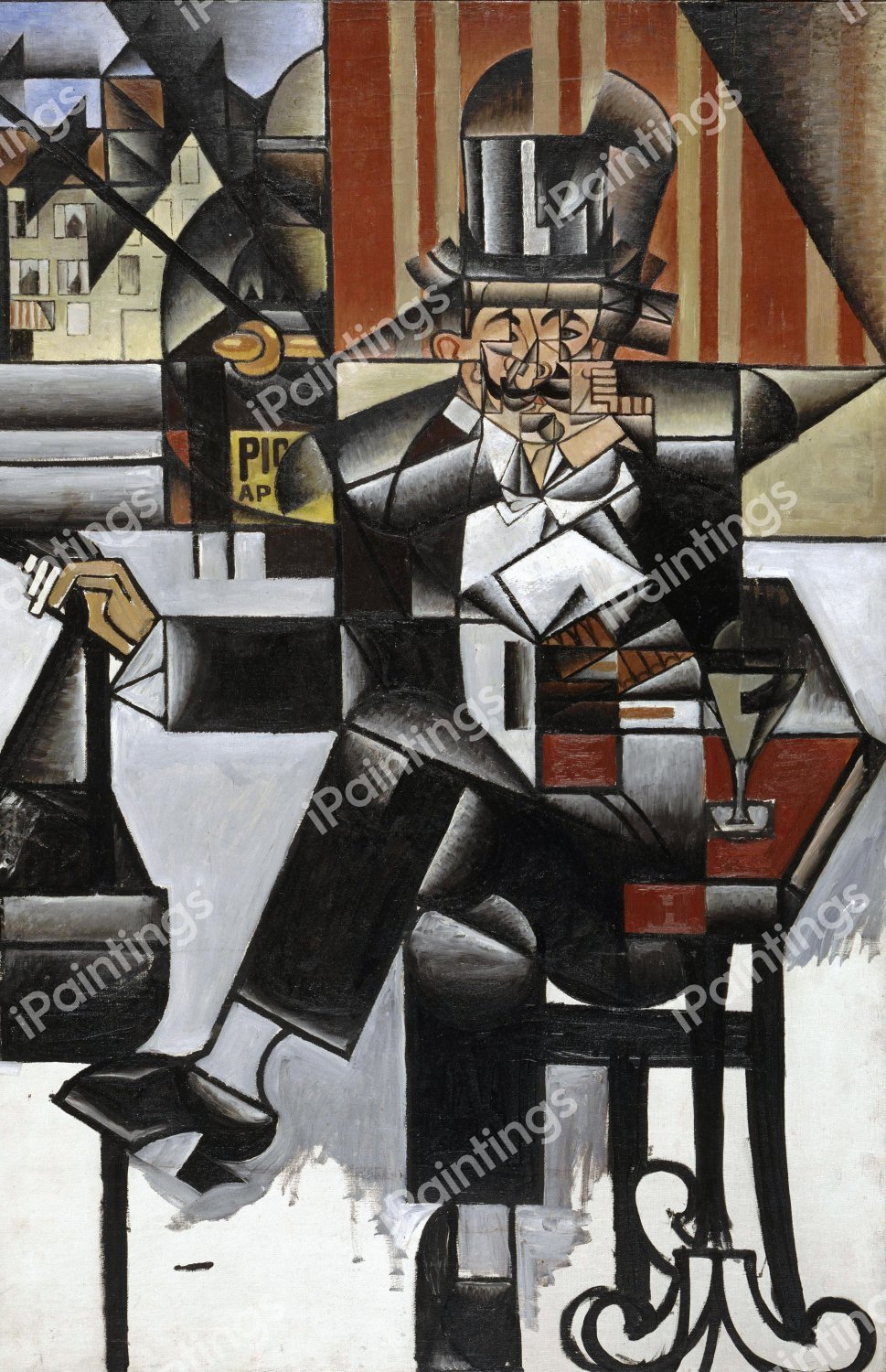 The Man in a Cafe. The painting by Juan Gris