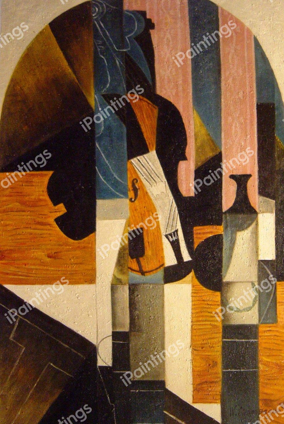 Violin And Ink Bottle On A Table. The painting by Juan Gris