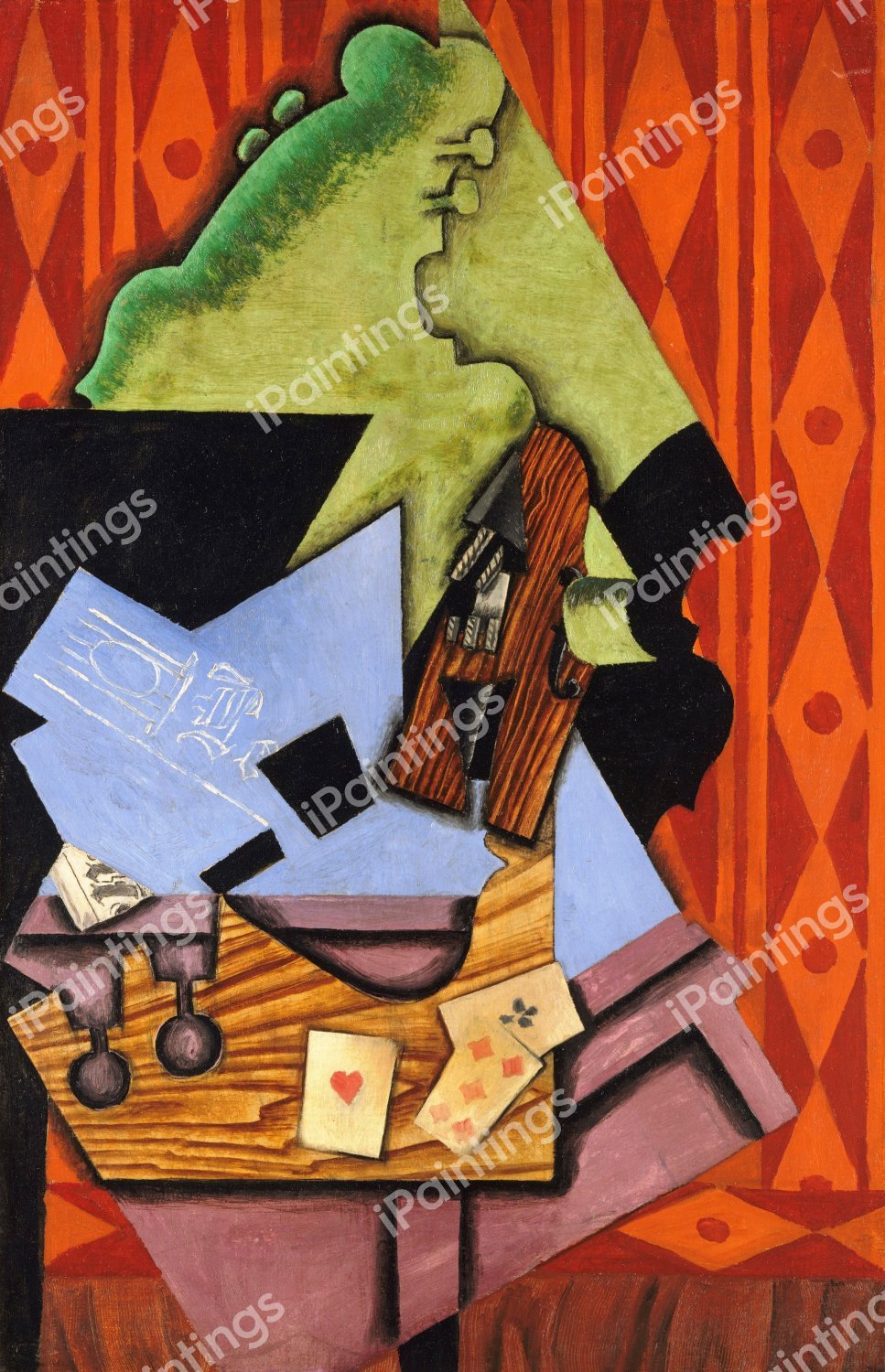 Violin and Playing Cards on a Table. The painting by Juan Gris