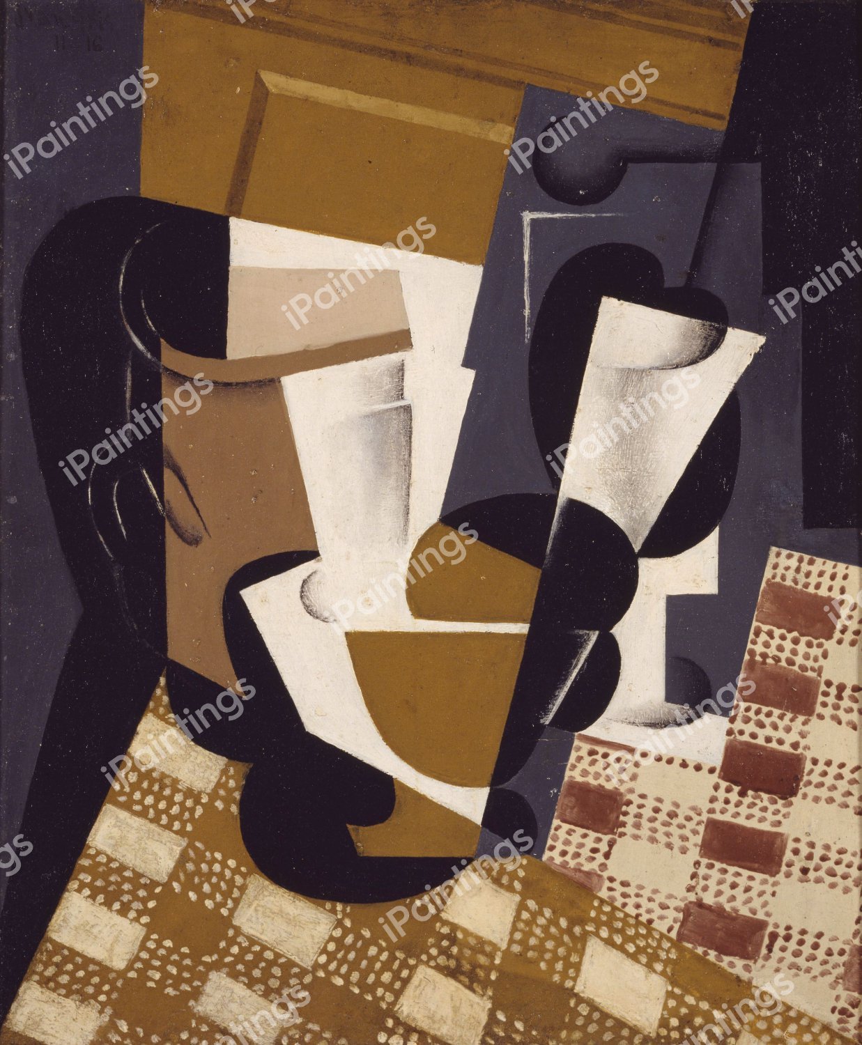 Wine Jug and Glass. The painting by Juan Gris
