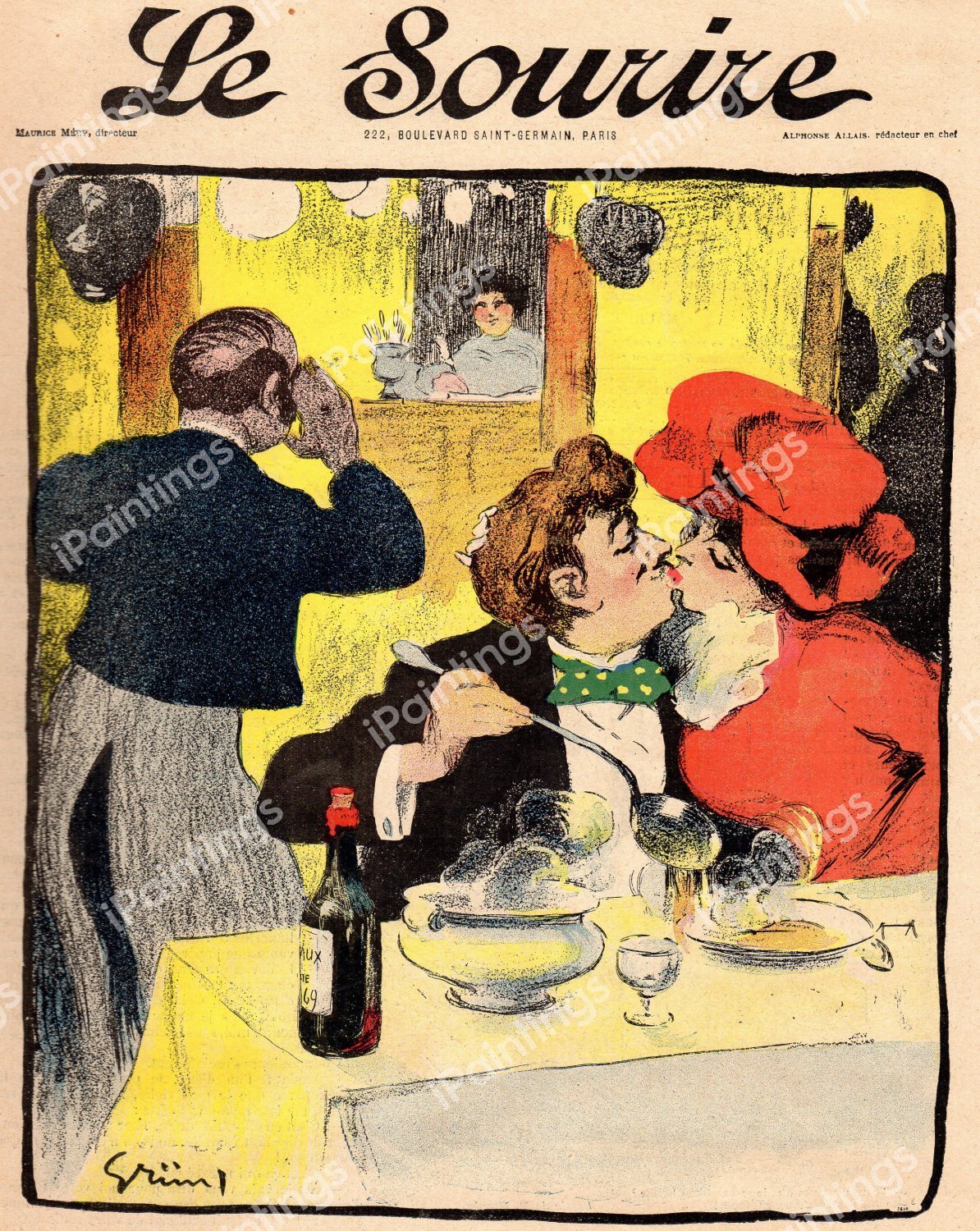 Le Sourire, 1900. The painting by Jules Alexandre Grun