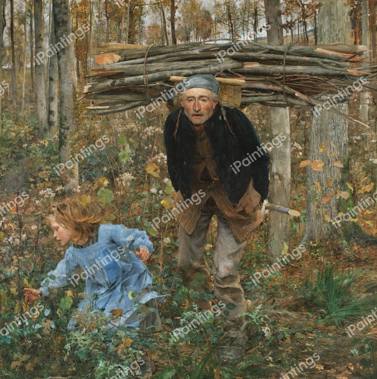 Le Pere Jacques (Woodgatherer). The painting by Jules Bastien-Lepage