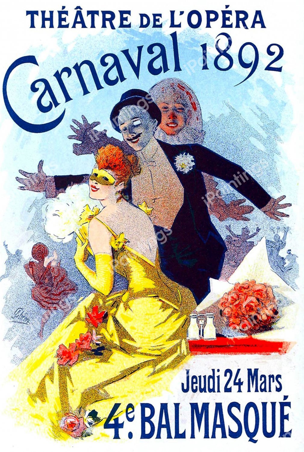 At the Theatre de L'Opera, Carnaval, 1892. The painting by Jules Cheret