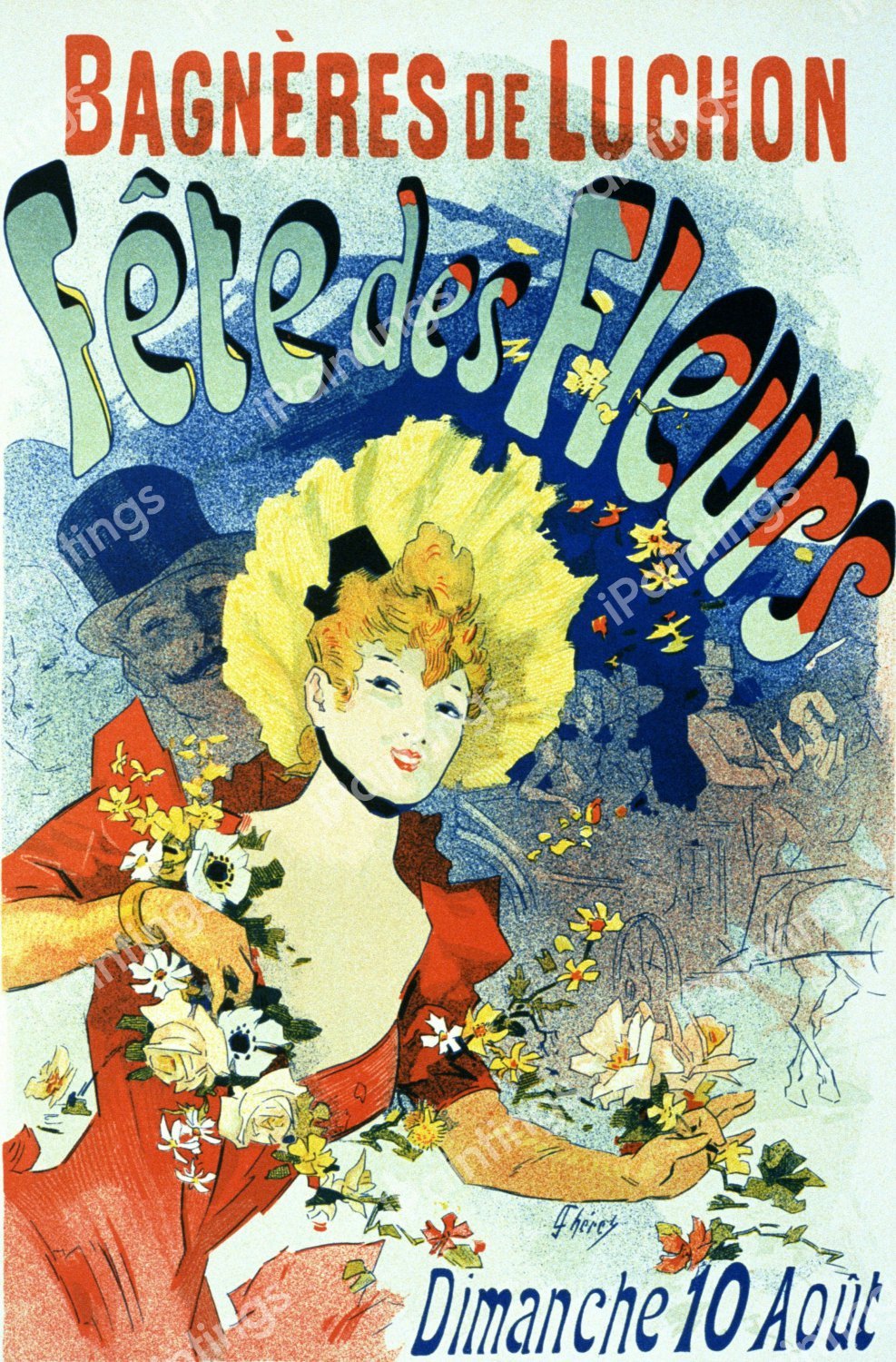 Bagneres de Luchon,  Fete des Fleurs, 1890. The painting by Jules Cheret