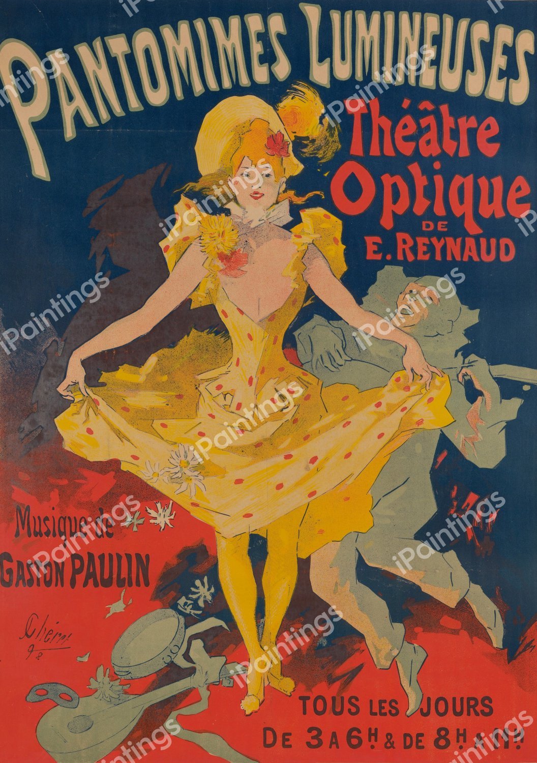 Pantomimes Lumineuses,  Theatre Optique, 1892. The painting by Jules Cheret