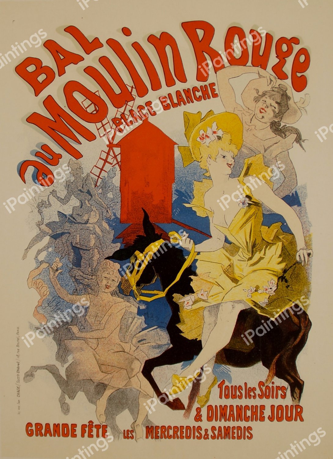 The Bal au Moulin Rouge, Place Blanche, 1889 . The painting by Jules Cheret