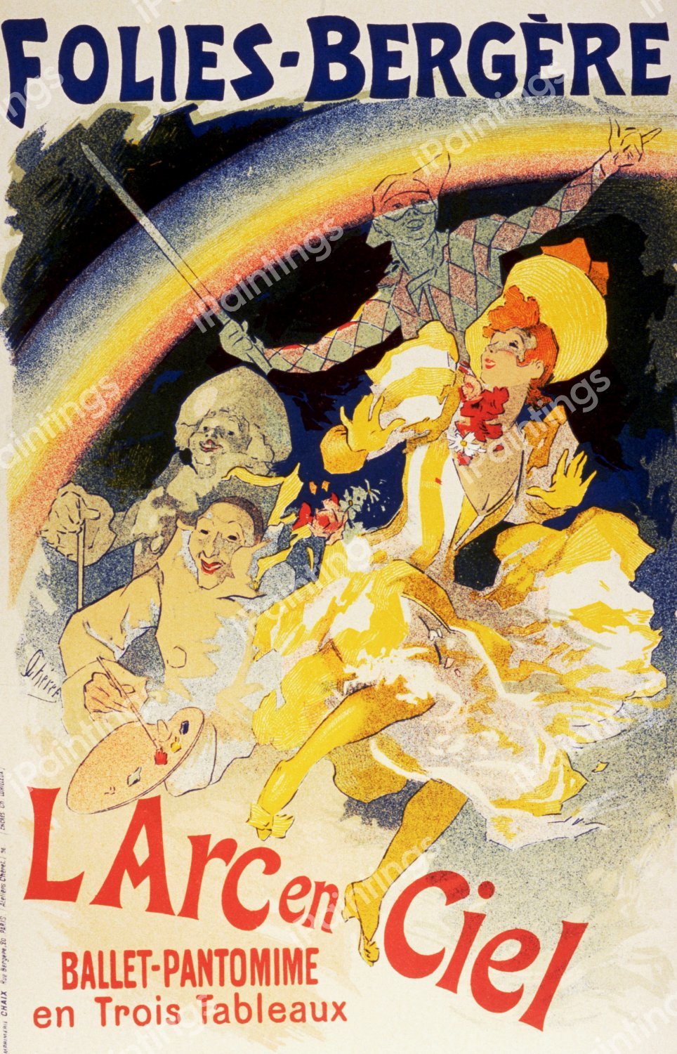 The Folies Bergere,  L'Arc en Ciel, 1893. The painting by Jules Cheret