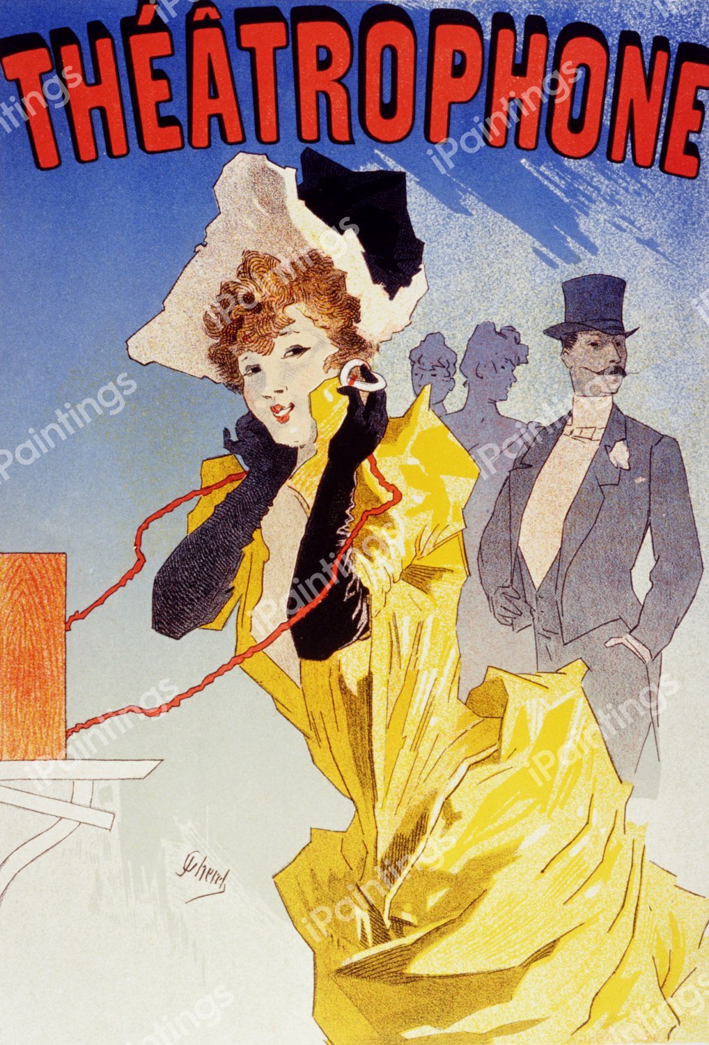 Theatrophone, 1890. The painting by Jules Cheret