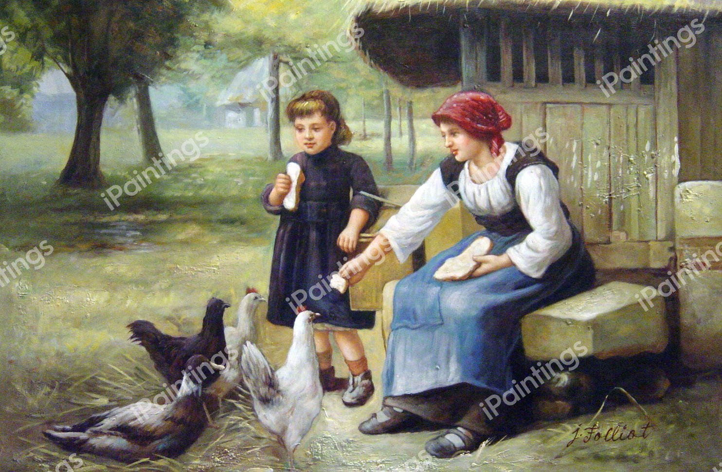 Feeding Time. The painting by Julien Dupre