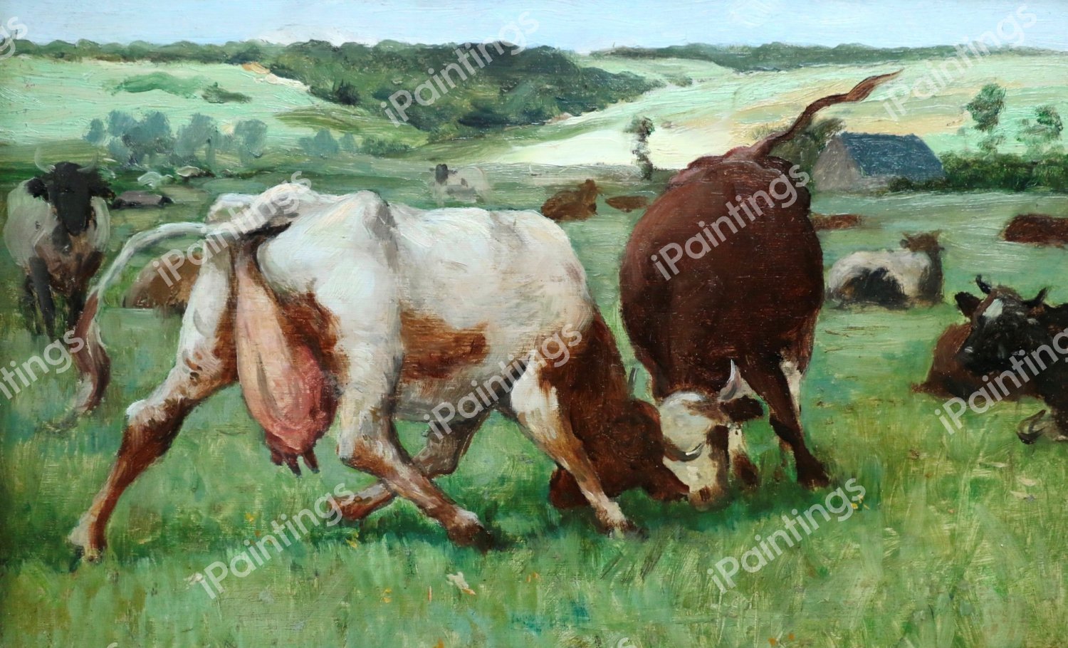 Tetes Aboutement (Butting Heads). The painting by Julien Dupre