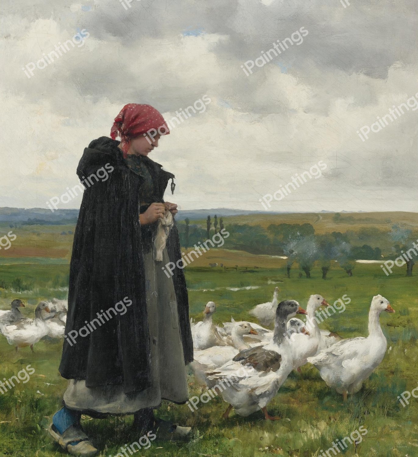 The Goose Girl. The painting by Julien Dupre