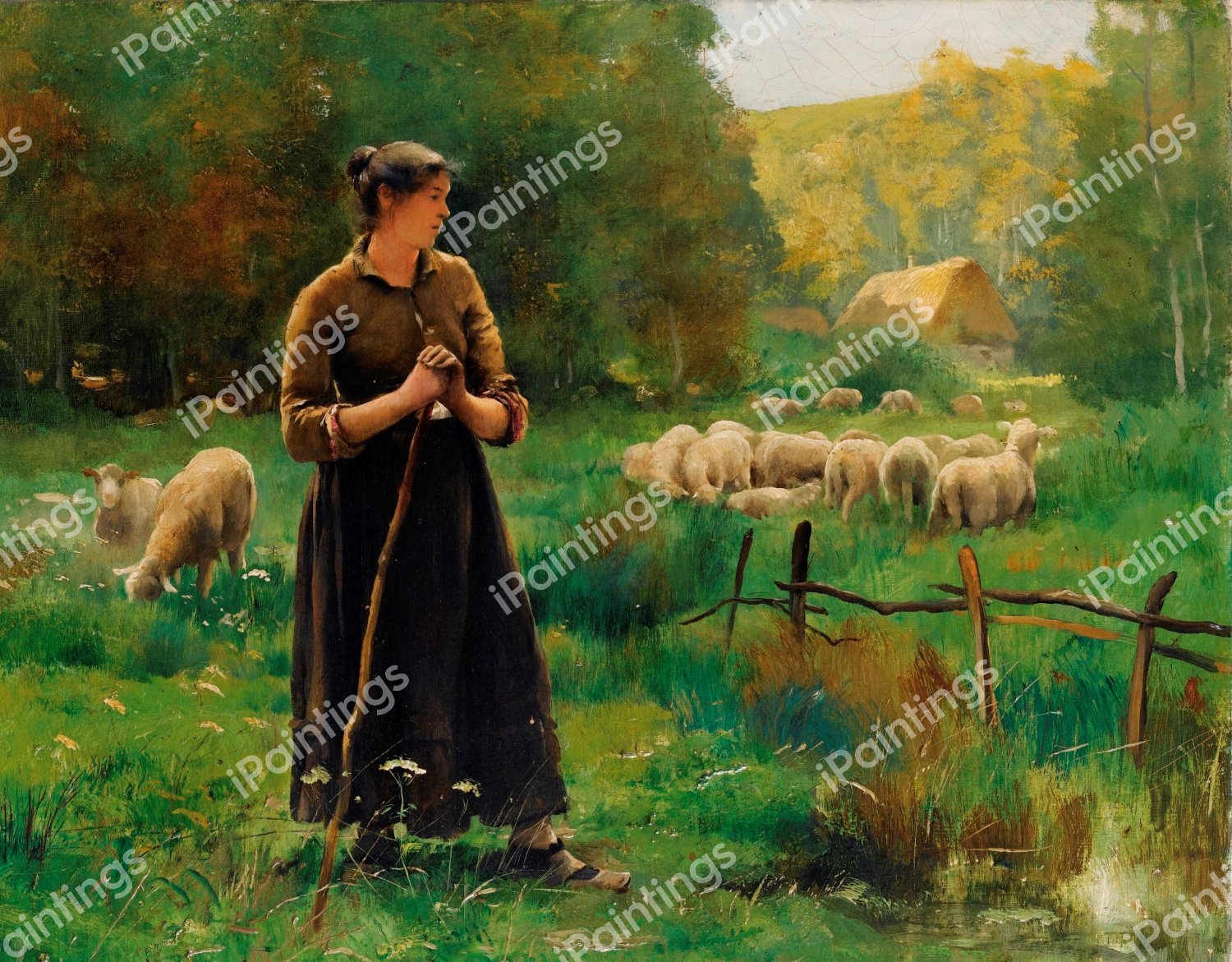 The Young Shepherdess. The painting by Julien Dupre