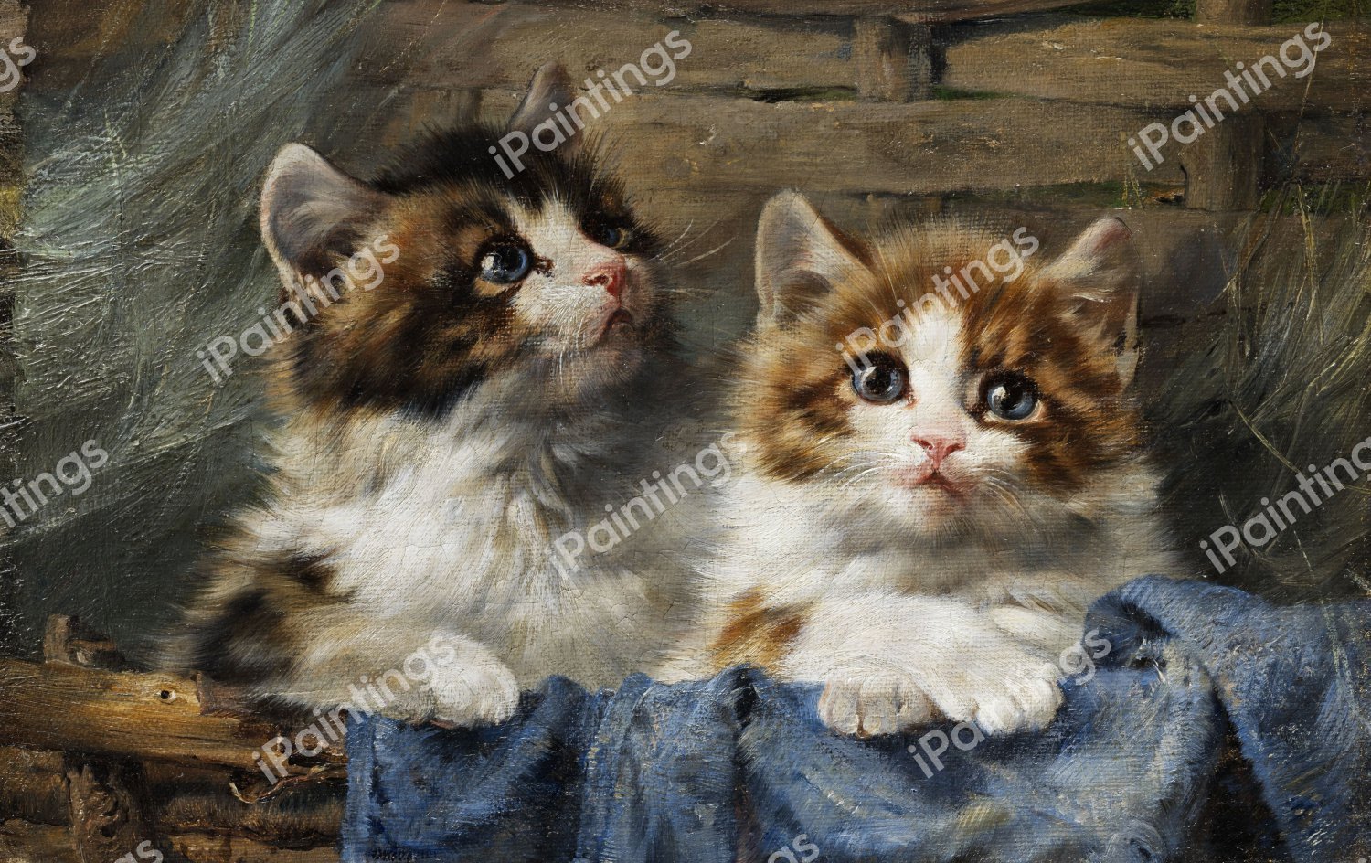 Two Kittens. The painting by Julius Adam