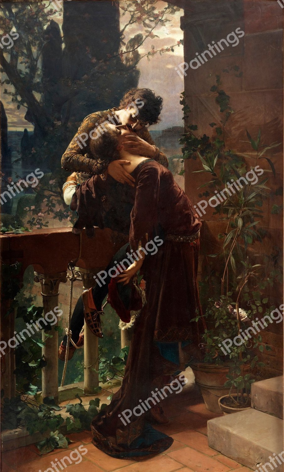 Romeo and Juliet on the Balcony. The painting by Julius Kronberg