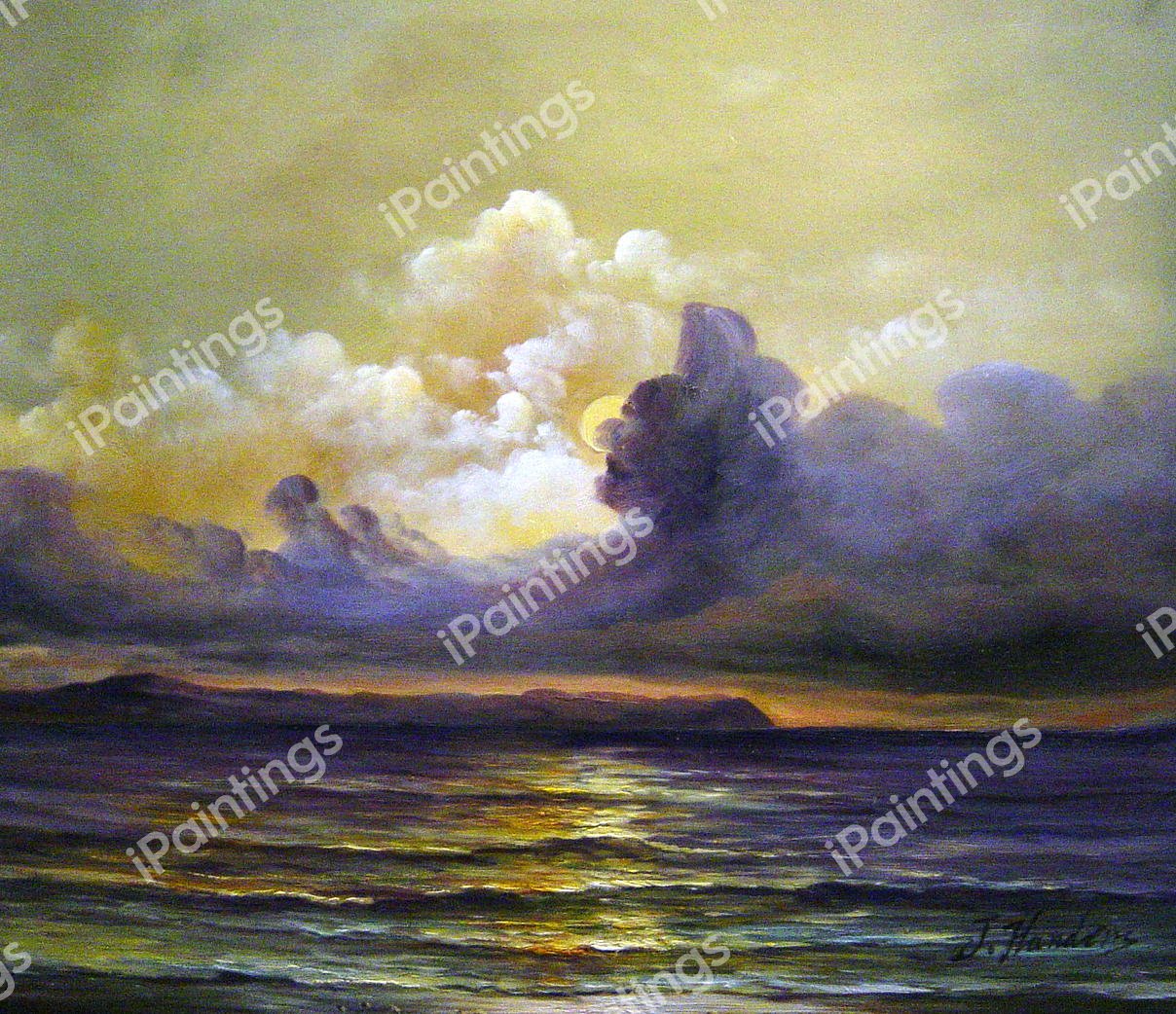 Sunset At Sea. The painting by Karl Blechen