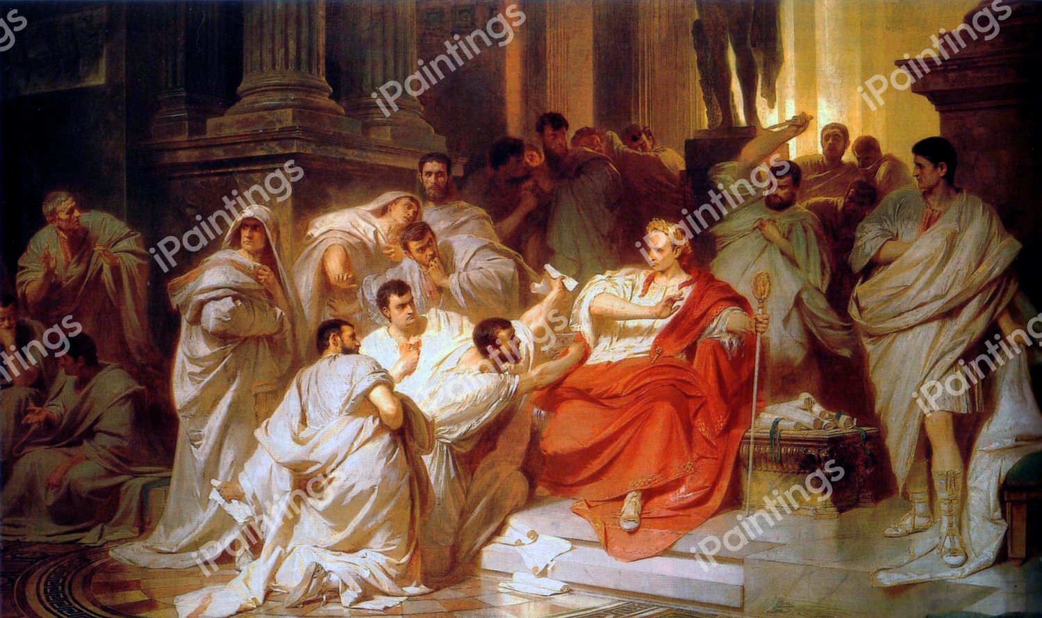 Murder of Caesar. The painting by Karl Theodor Von Piloty