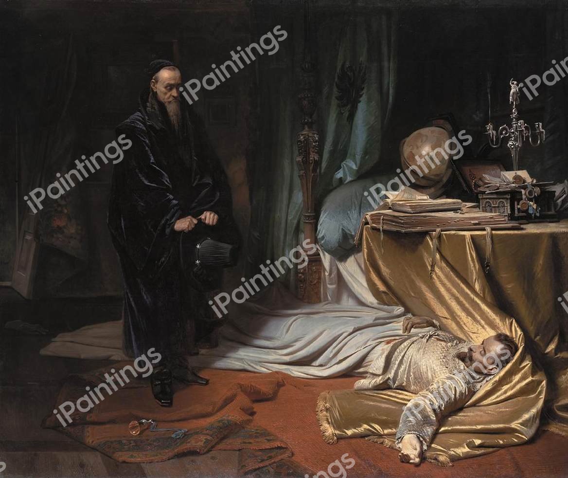 Seni at the Dead Body of Wallenstein . The painting by Karl Theodor Von Piloty